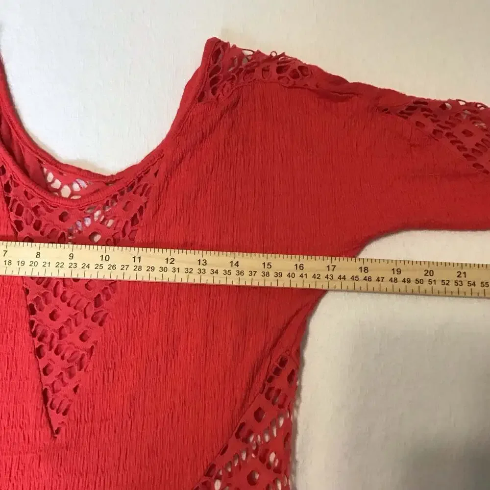 Free People To The Point Crochet Mini Flare Dress Small Summer Boho Chic